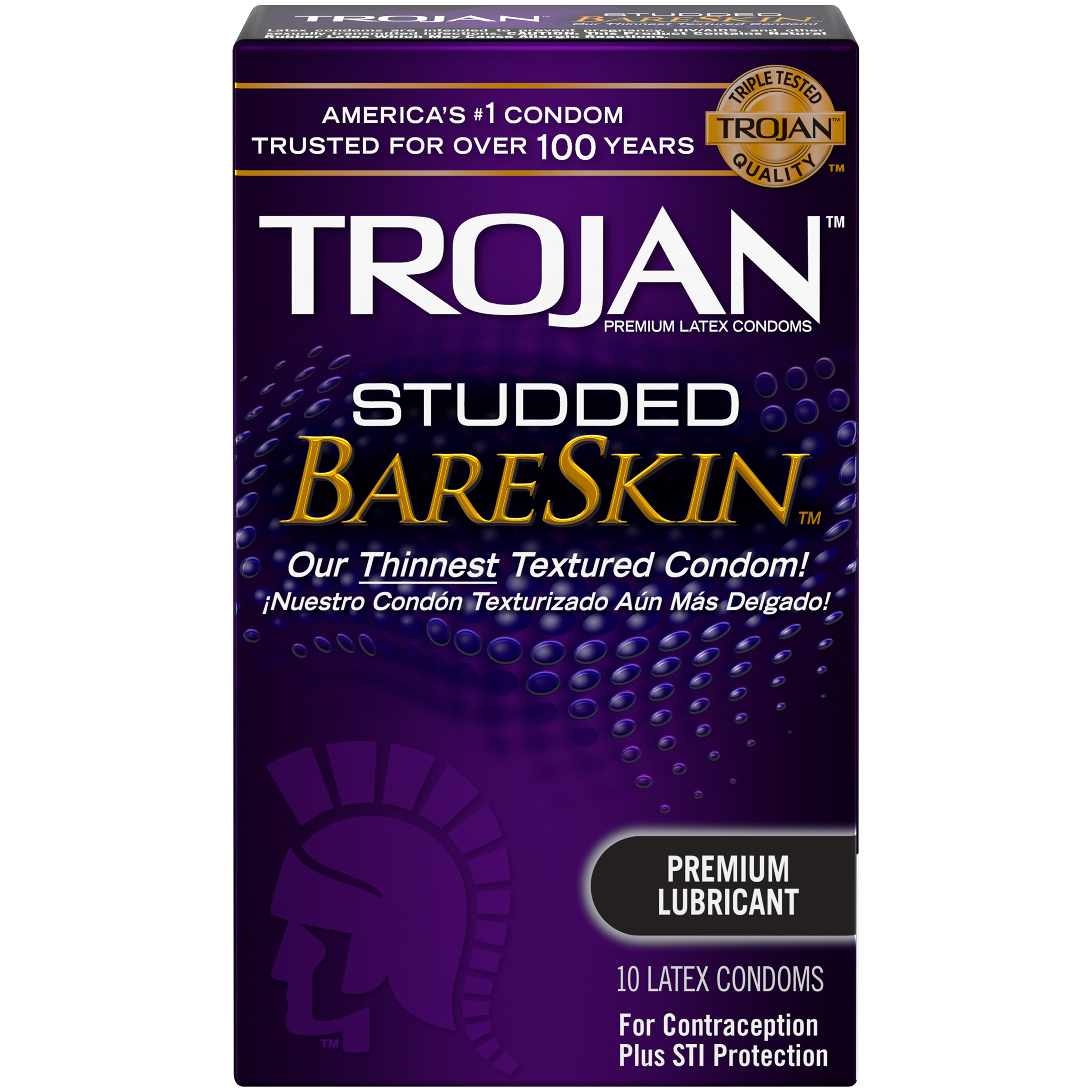 Trojan Studded Bareskin 10 pk Paradise Marketing